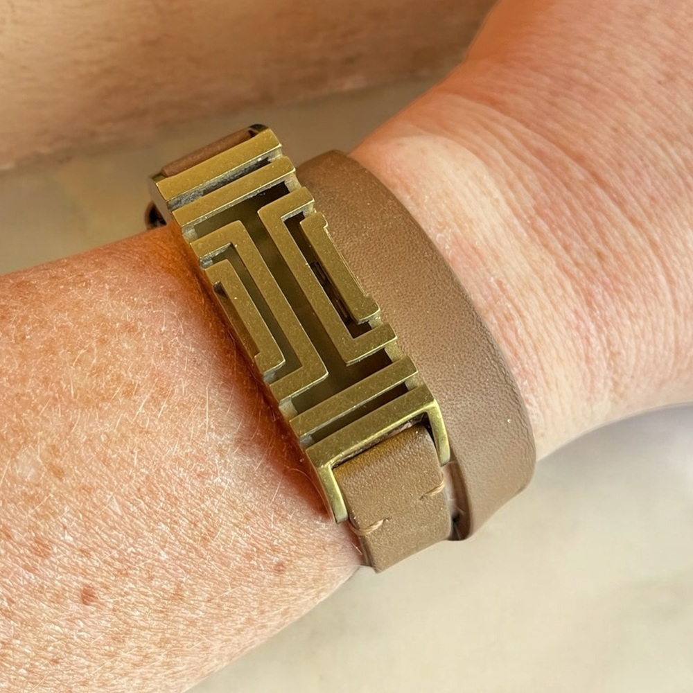 Tory Burch Brown Leather & Gold FitBit Wrap Bracelet